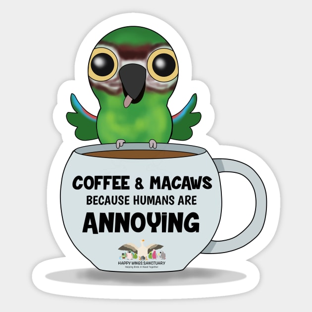 Coffee & Severe Macaws Sticker by HappyWings